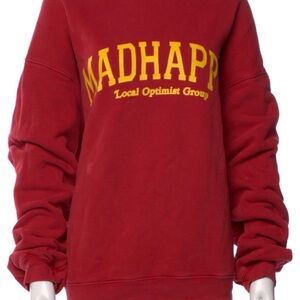 Madhappy Red Crewneck Sweatshirt with Yellow Logo